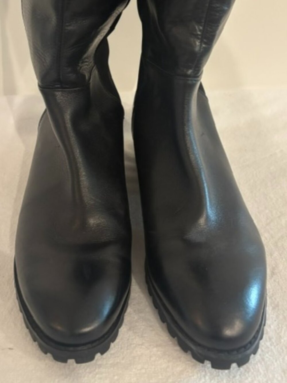Biondo Sierra Waterproof Black Leather Over-the-Knee Lug Sole Boot - 8